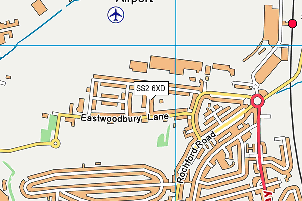 SS2 6XD map - OS VectorMap District (Ordnance Survey)