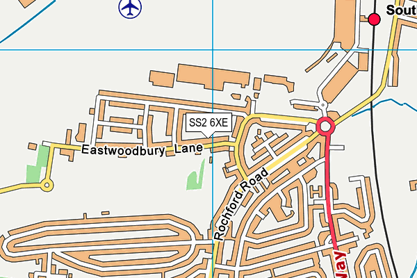 SS2 6XE map - OS VectorMap District (Ordnance Survey)