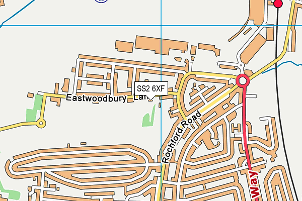 SS2 6XF map - OS VectorMap District (Ordnance Survey)