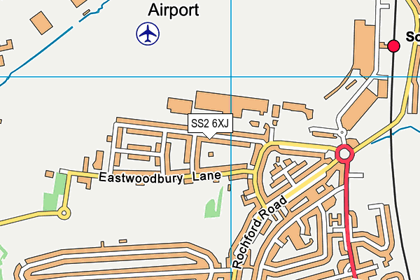 SS2 6XJ map - OS VectorMap District (Ordnance Survey)