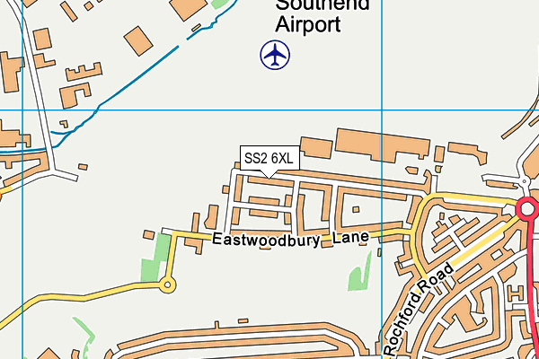 SS2 6XL map - OS VectorMap District (Ordnance Survey)