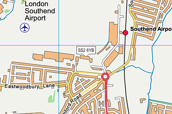 SS2 6YB map - OS VectorMap District (Ordnance Survey)