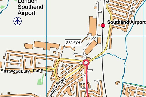 SS2 6YH map - OS VectorMap District (Ordnance Survey)