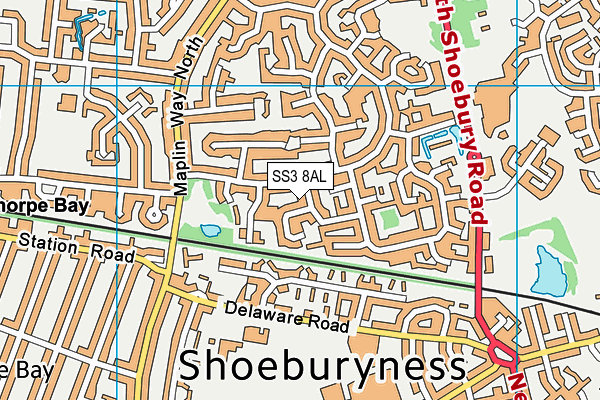 SS3 8AL map - OS VectorMap District (Ordnance Survey)