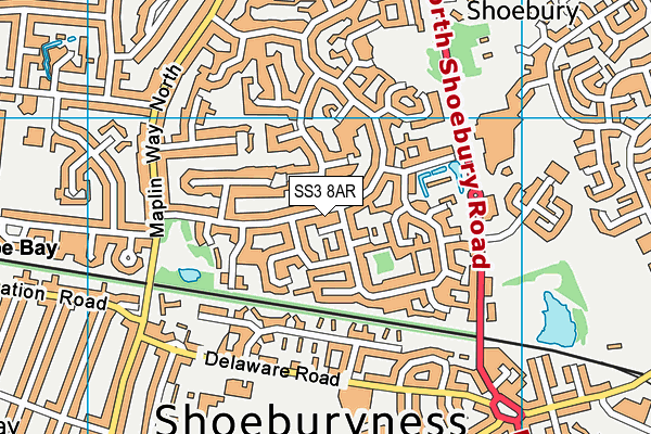 SS3 8AR map - OS VectorMap District (Ordnance Survey)