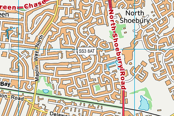 SS3 8AT map - OS VectorMap District (Ordnance Survey)