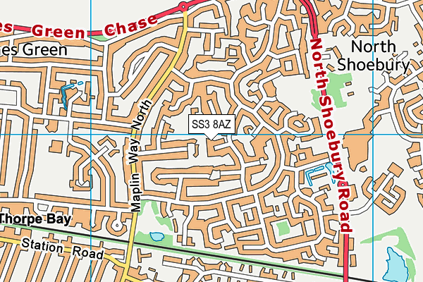 SS3 8AZ map - OS VectorMap District (Ordnance Survey)