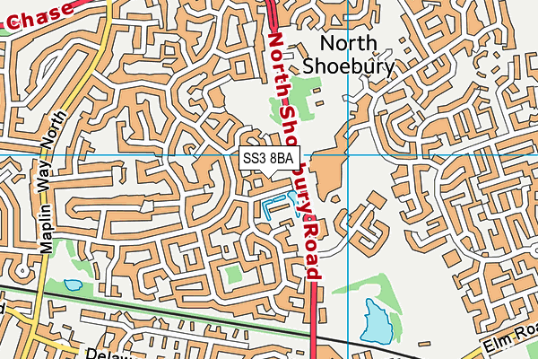 SS3 8BA map - OS VectorMap District (Ordnance Survey)