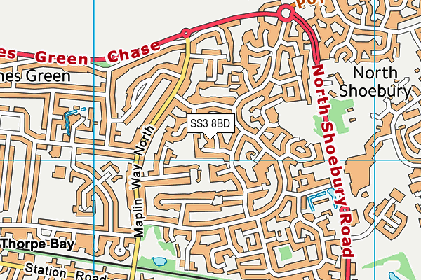 SS3 8BD map - OS VectorMap District (Ordnance Survey)