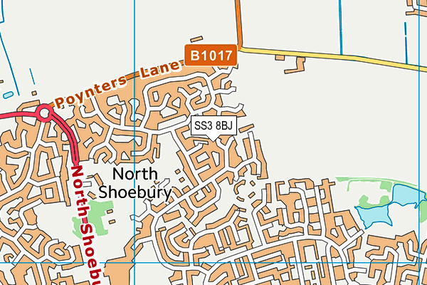 SS3 8BJ map - OS VectorMap District (Ordnance Survey)
