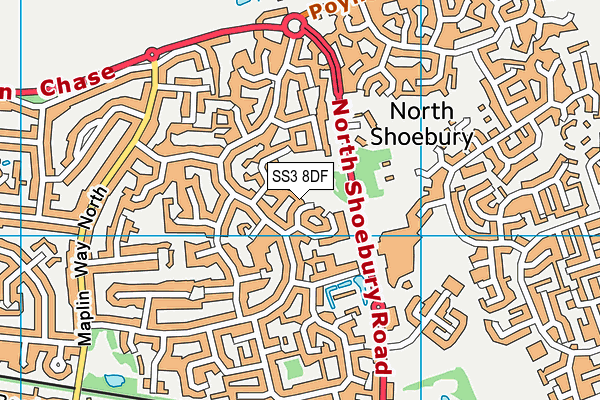 SS3 8DF map - OS VectorMap District (Ordnance Survey)