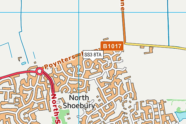 SS3 8TA map - OS VectorMap District (Ordnance Survey)