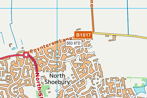 SS3 8TD map - OS VectorMap District (Ordnance Survey)