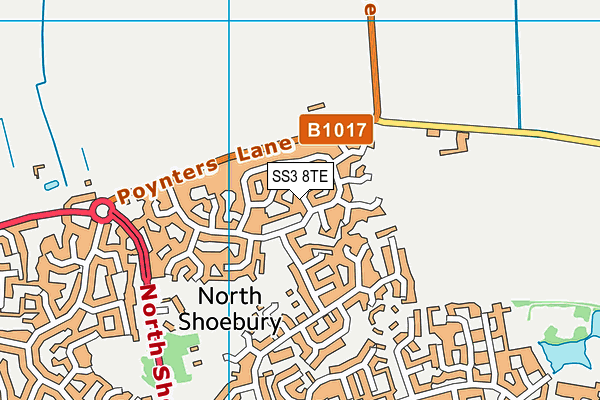 SS3 8TE map - OS VectorMap District (Ordnance Survey)