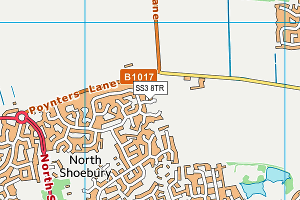 SS3 8TR map - OS VectorMap District (Ordnance Survey)