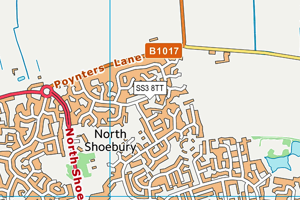 SS3 8TT map - OS VectorMap District (Ordnance Survey)