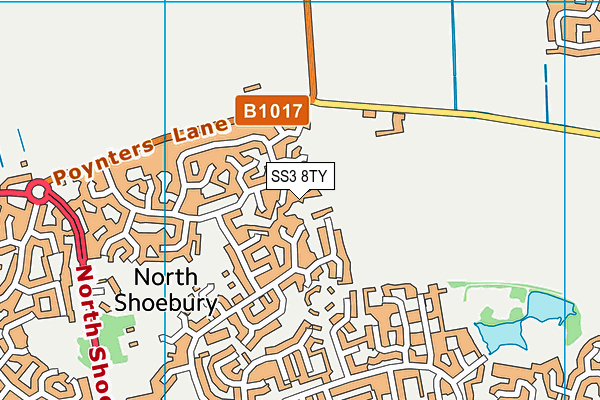 SS3 8TY map - OS VectorMap District (Ordnance Survey)