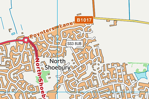 SS3 8UB map - OS VectorMap District (Ordnance Survey)