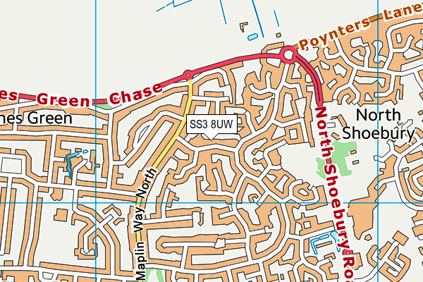 SS3 8UW map - OS VectorMap District (Ordnance Survey)