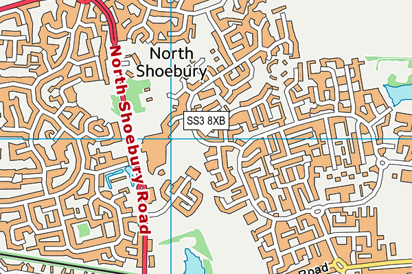 SS3 8XB map - OS VectorMap District (Ordnance Survey)