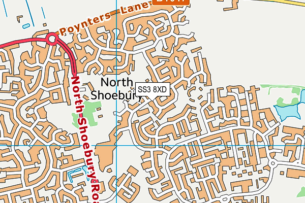 SS3 8XD map - OS VectorMap District (Ordnance Survey)