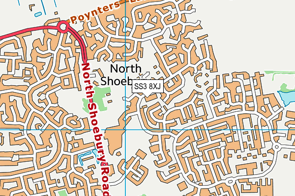 SS3 8XJ map - OS VectorMap District (Ordnance Survey)