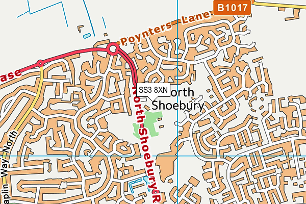 SS3 8XN map - OS VectorMap District (Ordnance Survey)