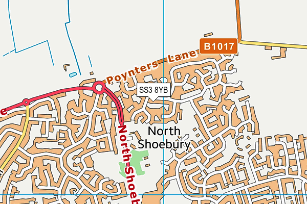 SS3 8YB map - OS VectorMap District (Ordnance Survey)