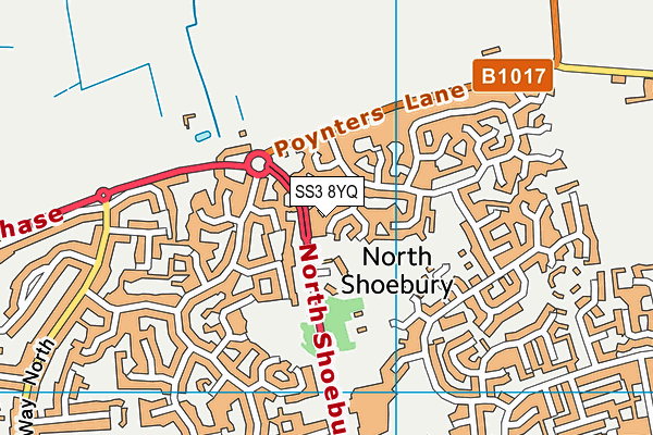 SS3 8YQ map - OS VectorMap District (Ordnance Survey)