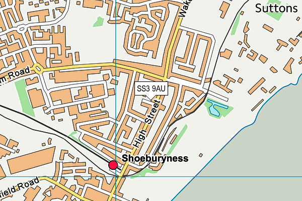 SS3 9AU map - OS VectorMap District (Ordnance Survey)