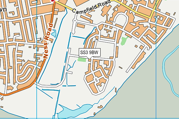 SS3 9BW map - OS VectorMap District (Ordnance Survey)