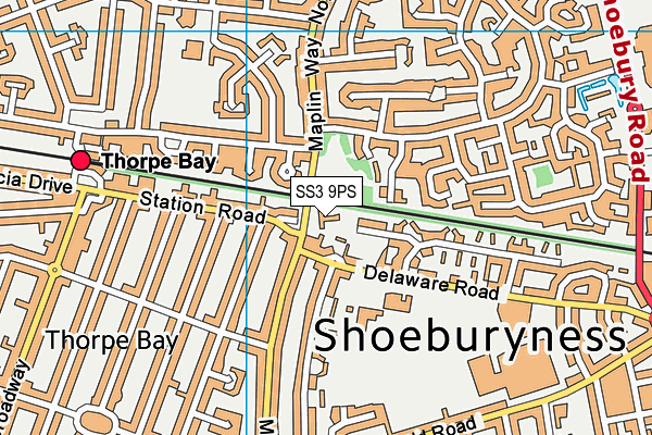 SS3 9PS map - OS VectorMap District (Ordnance Survey)