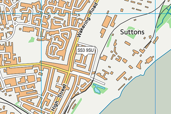 SS3 9SU map - OS VectorMap District (Ordnance Survey)