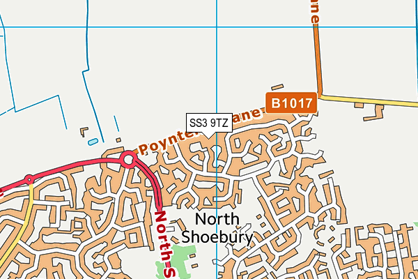 SS3 9TZ map - OS VectorMap District (Ordnance Survey)