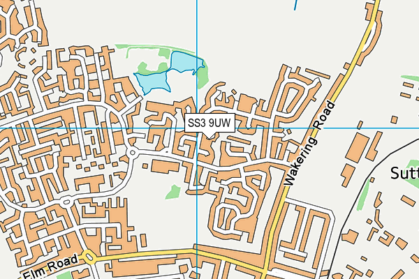 SS3 9UW map - OS VectorMap District (Ordnance Survey)