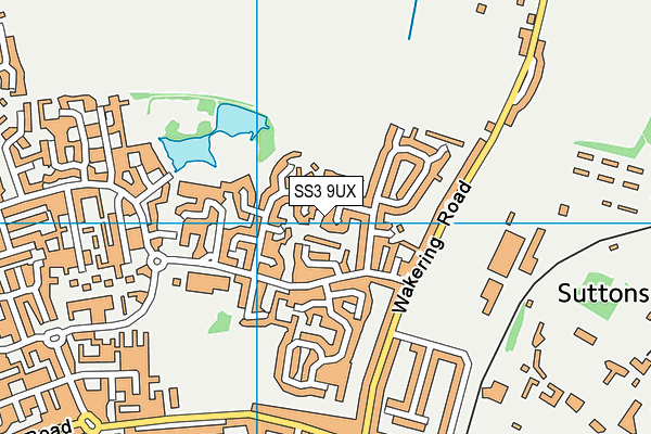 SS3 9UX map - OS VectorMap District (Ordnance Survey)