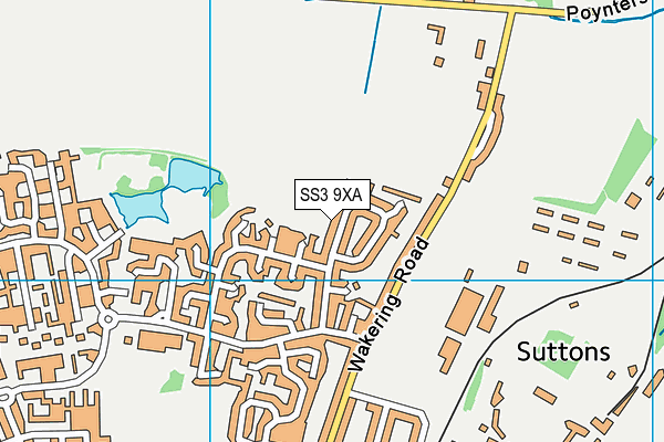 SS3 9XA map - OS VectorMap District (Ordnance Survey)