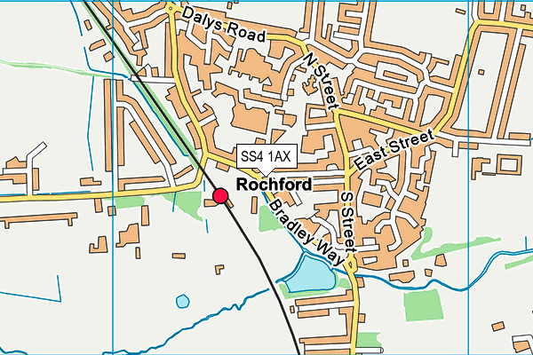 SS4 1AX map - OS VectorMap District (Ordnance Survey)