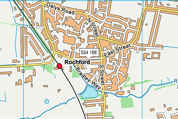 SS4 1BE map - OS VectorMap District (Ordnance Survey)