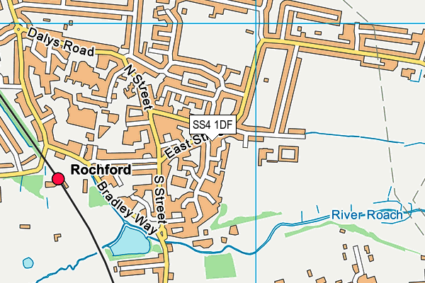 SS4 1DF map - OS VectorMap District (Ordnance Survey)