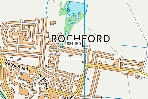 Rochford Recreation Ground map (SS4 1ED) - OS VectorMap District (Ordnance Survey)