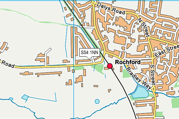 Rochford Tennis Club map (SS4 1NN) - OS VectorMap District (Ordnance Survey)