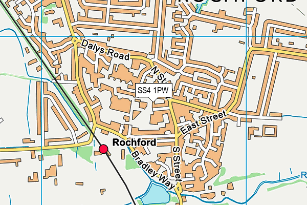 SS4 1PW map - OS VectorMap District (Ordnance Survey)