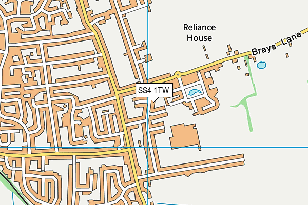 SS4 1TW map - OS VectorMap District (Ordnance Survey)