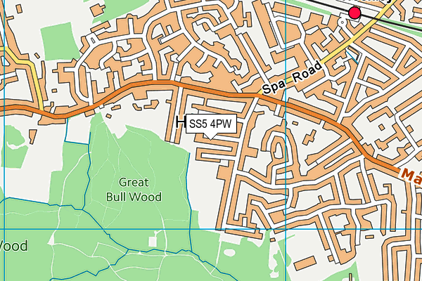 SS5 4PW map - OS VectorMap District (Ordnance Survey)