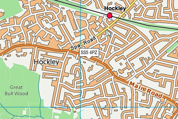 SS5 4PZ map - OS VectorMap District (Ordnance Survey)