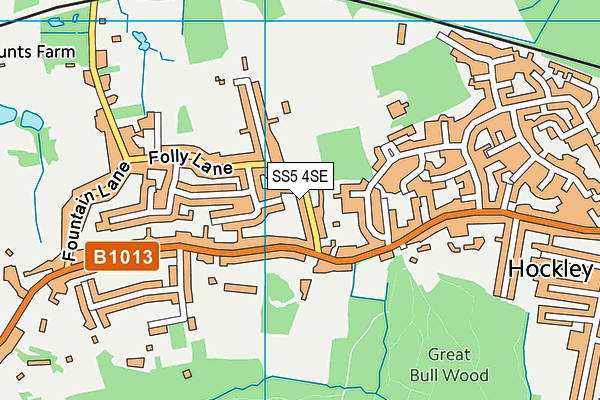 Hockley Lawn Tennis Club map (SS5 4SE) - OS VectorMap District (Ordnance Survey)