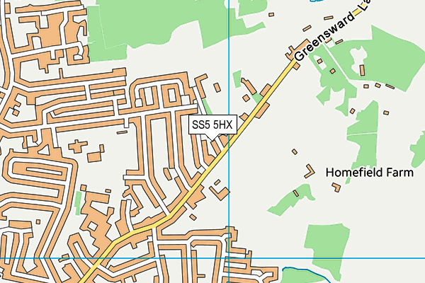 SS5 5HX map - OS VectorMap District (Ordnance Survey)