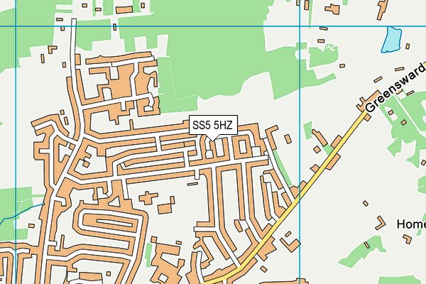SS5 5HZ map - OS VectorMap District (Ordnance Survey)