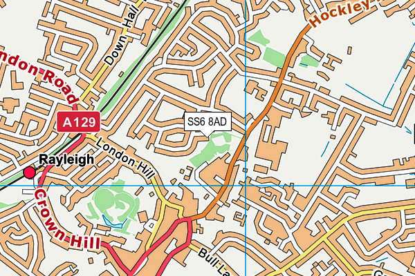 SS6 8AD map - OS VectorMap District (Ordnance Survey)